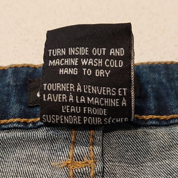 Suko Jeans Blue Denim Stripe Fringe Hem Skirt Women's Size 8 - Picture 15 of 15